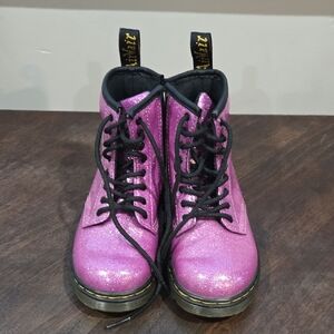 Pink Glitter Lace-Up Boots